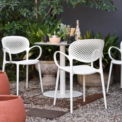 Chaise De Jardin|Fauteuil De Jardin*Abby Connubia® Fauteuil de jardin empilable en polypropylène recyclé avec dossier microperforé