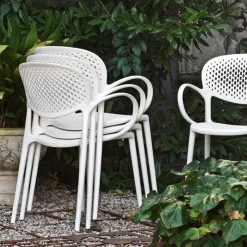 Chaise De Jardin|Fauteuil De Jardin*Abby Connubia® Fauteuil de jardin empilable en polypropylène recyclé avec dossier microperforé