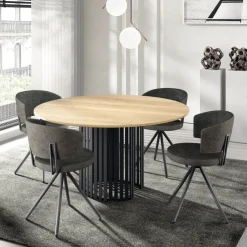 Perfecta Chaise De Salle à Manger|Chaise De Bureau*Adagio Chaise moderne pivotante en tissu et pieds métal