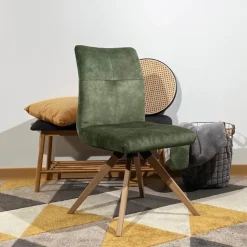 Chaise De Salle à Manger|Chaise De Bureau*Adèle Chaise en tissu pivotante confortable avec pieds bois