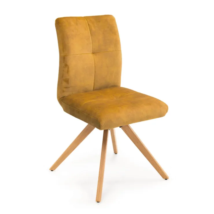 Chaise De Salle à Manger|Chaise De Bureau*Adèle Chaise en tissu pivotante confortable avec pieds bois