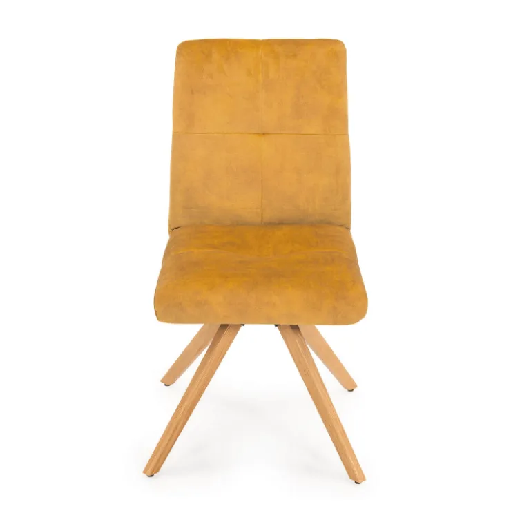 Chaise De Salle à Manger|Chaise De Bureau*Adèle Chaise en tissu pivotante confortable avec pieds bois