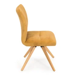 Chaise De Salle à Manger|Chaise De Bureau*Adèle Chaise en tissu pivotante confortable avec pieds bois