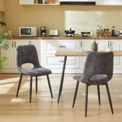 Chaise De Salle à Manger*AgatheChaise cosy en tissu avec pieds en métal noir