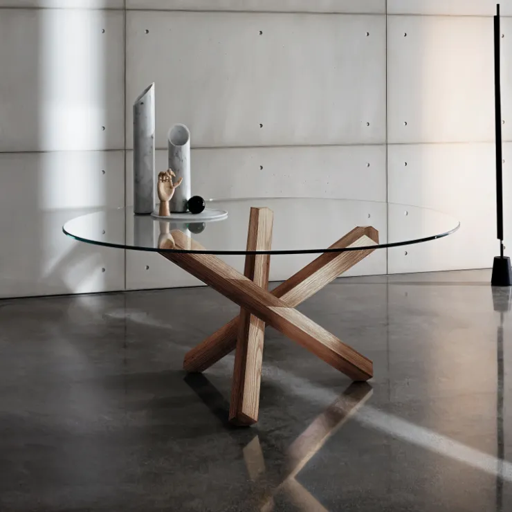 Sovet Italia Table De Salle à Manger*Aikido Sovet® Table en verre design ronde