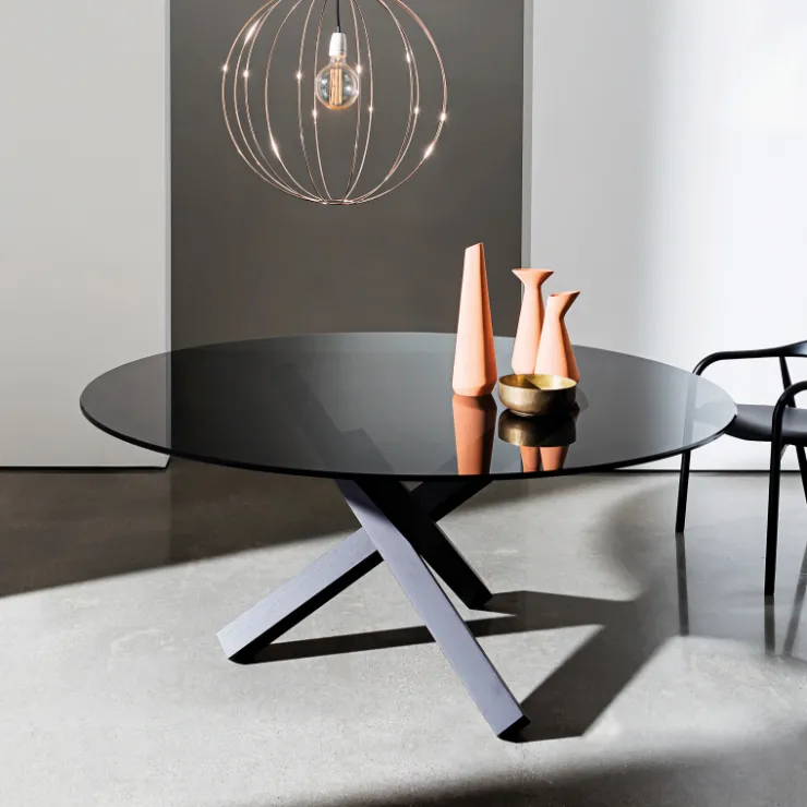 Sovet Italia Table De Salle à Manger*Aikido Sovet® Table en verre design ronde