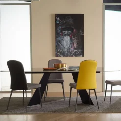 Europea Chaise De Salle à Manger|Chaise Salon*Alba Chaise contemporaine bimatière avec pieds en métal