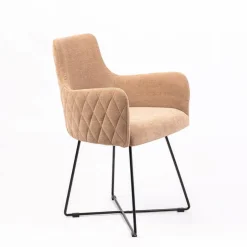 Sessio Chaise Salon|Chaise De Salle à Manger*Anders diamant Fauteuil design en tissu dos matelassé et pieds métal