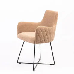 Sessio Chaise Salon|Chaise De Salle à Manger*Anders diamant Fauteuil design en tissu dos matelassé et pieds métal