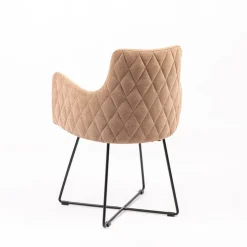 Sessio Chaise Salon|Chaise De Salle à Manger*Anders diamant Fauteuil design en tissu dos matelassé et pieds métal