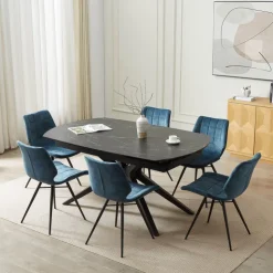 Table De Salle à Manger*AngèleTable moderne extensible en céramique pieds métal