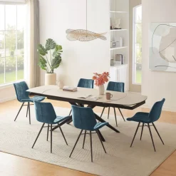 Table De Salle à Manger*AngèleTable moderne extensible en céramique pieds métal