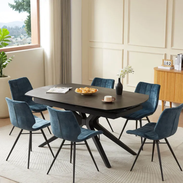Table De Salle à Manger*AngèleTable moderne extensible en céramique pieds métal