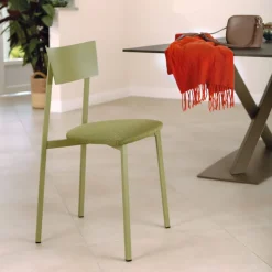 Carrier Chaise De Salle à Manger*Anémone ® Chaise française avec assise en tissu rembourrée et dossier métal