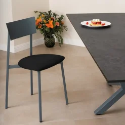 Carrier Chaise De Salle à Manger*Anémone ® Chaise française avec assise en tissu rembourrée et dossier métal
