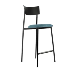 Carrier Tabouret Snack (assise +/- 65 Cm)|Tabouret De Bar (assise +/- 80 Cm)*Anémone ® Tabouret snack français avec assise en tissu rembourrée et dossier métal