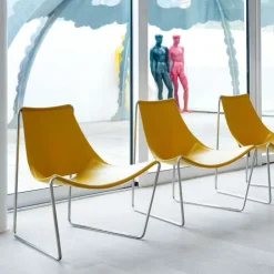 Midj Chaise Salon|Chaise Pour Chambre*Apelle ® Chaise transat design en croûte de cuir et métal