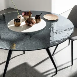 Sovet Italia Table De Salle à Manger*Arkos Sovet® Table design ronde en verre fabrication Italienne