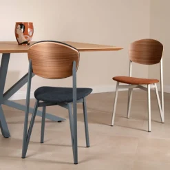 Carrier Chaise De Salle à Manger|Chaise Salon*Artémis ® Chaise design française assise en tissu, dossier bois et pieds en métal
