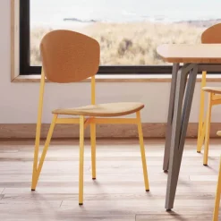 Carrier Chaise De Salle à Manger|Chaise Salon*Artémis XL ® Chaise design française avec assise en tissu, dos du dossier bois et pieds en métal