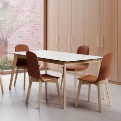 Cancio Table De Salle à Manger*Atlas Table scandinave en céramique avec pieds bois