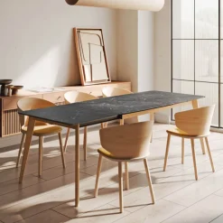 Cancio Table De Salle à Manger*Atlas Table scandinave extensible en céramique avec pieds en bois