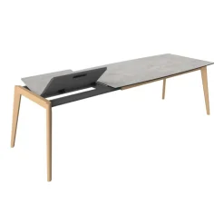 Cancio Table De Salle à Manger*Atlas Table scandinave extensible en céramique avec pieds en bois