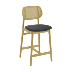 Tabouret Snack (assise +/- 65 Cm)|Tabouret De Bar (assise +/- 80 Cm)*AugustinTabouret snack avec dossier en cannage et assise en tissu