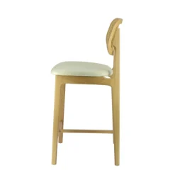 Tabouret Snack (assise +/- 65 Cm)|Tabouret De Bar (assise +/- 80 Cm)*AugustinTabouret snack avec dossier en cannage et assise en tissu