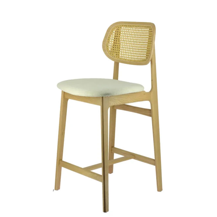 Tabouret Snack (assise +/- 65 Cm)|Tabouret De Bar (assise +/- 80 Cm)*AugustinTabouret snack avec dossier en cannage et assise en tissu