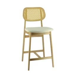 Tabouret Snack (assise +/- 65 Cm)|Tabouret De Bar (assise +/- 80 Cm)*AugustinTabouret snack avec dossier en cannage et assise en tissu