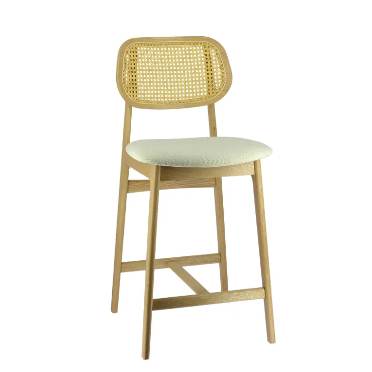 Tabouret Snack (assise +/- 65 Cm)|Tabouret De Bar (assise +/- 80 Cm)*AugustinTabouret snack avec dossier en cannage et assise en tissu