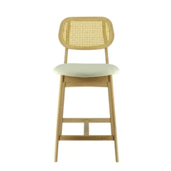 Tabouret Snack (assise +/- 65 Cm)|Tabouret De Bar (assise +/- 80 Cm)*AugustinTabouret snack avec dossier en cannage et assise en tissu