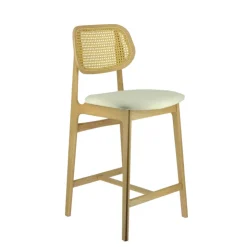 Tabouret Snack (assise +/- 65 Cm)|Tabouret De Bar (assise +/- 80 Cm)*AugustinTabouret snack avec dossier en cannage et assise en tissu