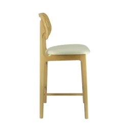 Tabouret Snack (assise +/- 65 Cm)|Tabouret De Bar (assise +/- 80 Cm)*AugustinTabouret snack avec dossier en cannage et assise en tissu