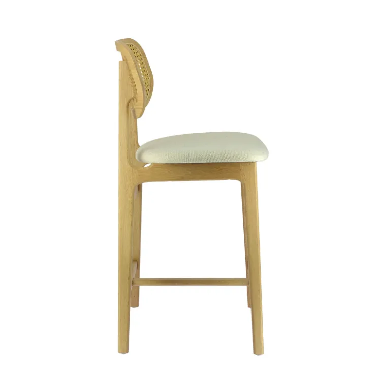 Tabouret Snack (assise +/- 65 Cm)|Tabouret De Bar (assise +/- 80 Cm)*AugustinTabouret snack avec dossier en cannage et assise en tissu