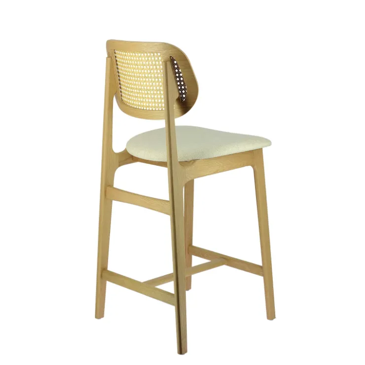 Tabouret Snack (assise +/- 65 Cm)|Tabouret De Bar (assise +/- 80 Cm)*AugustinTabouret snack avec dossier en cannage et assise en tissu