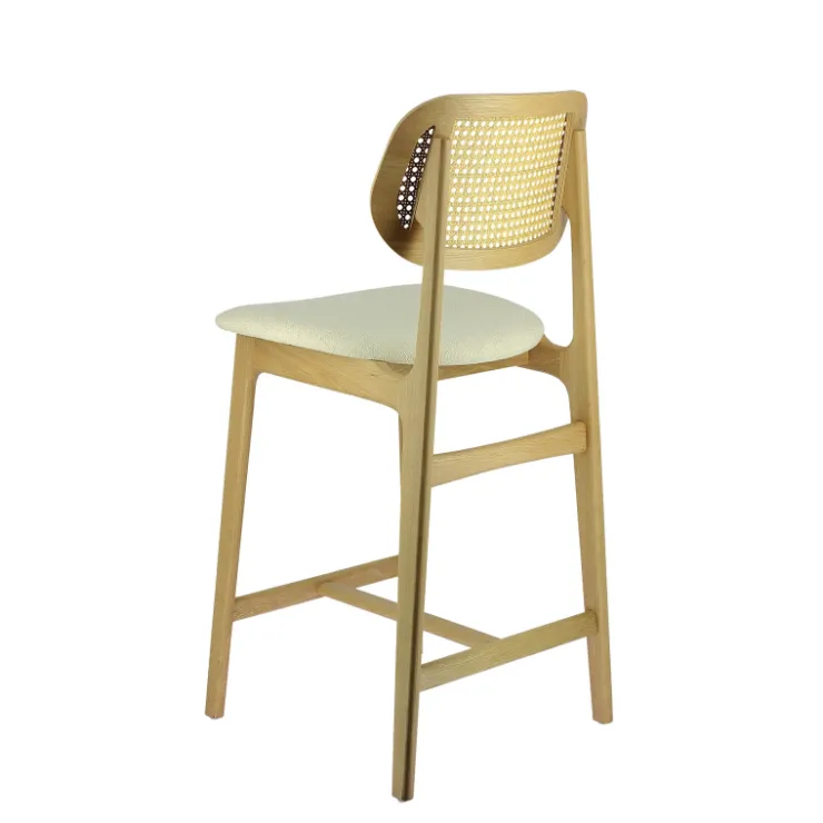 Tabouret Snack (assise +/- 65 Cm)|Tabouret De Bar (assise +/- 80 Cm)*AugustinTabouret snack avec dossier en cannage et assise en tissu