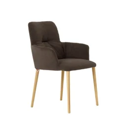 Mobitec Chaise De Salle à Manger|Chaise Salon*Aura ® Chaise avec accoudoirs style cocooning en tissu et pieds bois