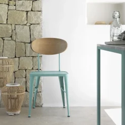 Jayso Chaise De Cuisine|Chaise De Salle à Manger*Austin Chaise en métal industriel dossier bois