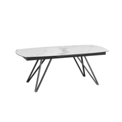Akante Table De Salle à Manger*BabyloneTable en céramique extensible avec pieds design en métal noir