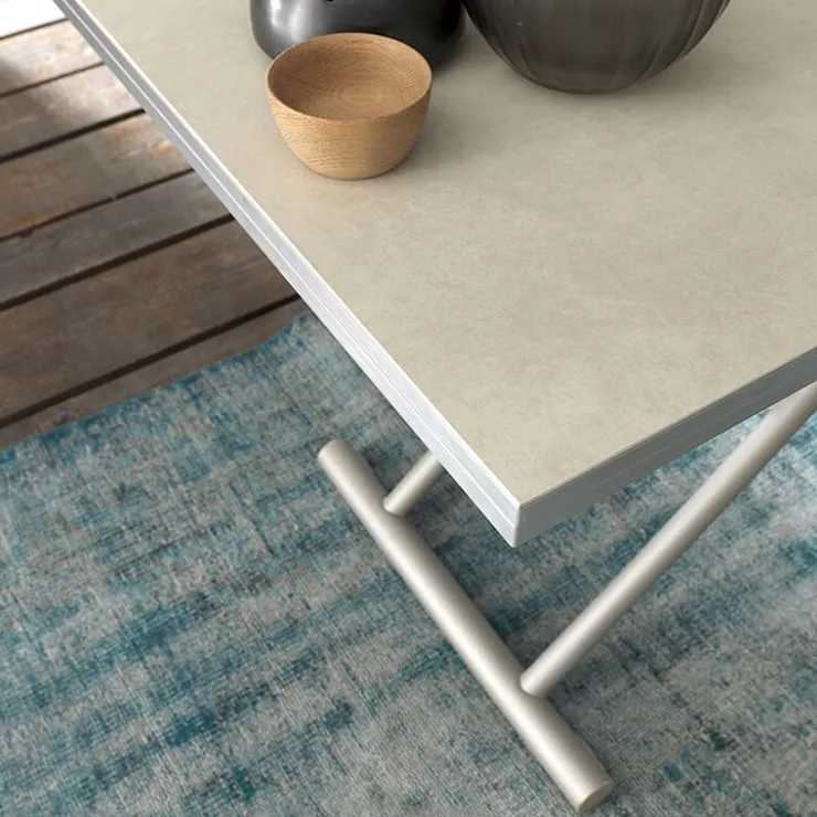 Altacom Table De Salon|Table Pour Petit Espace*Bessy Table basse relevable avec plateau pliant en céramique et pieds métal