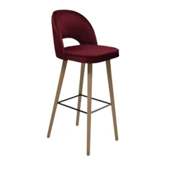 Sessio Tabouret De Bar (assise +/- 80 Cm)*Bistrot Tabouret de bar en tissu dossier ajouré avec pieds en bois
