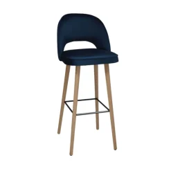Sessio Tabouret De Bar (assise +/- 80 Cm)*Bistrot Tabouret de bar en tissu dossier ajouré avec pieds en bois