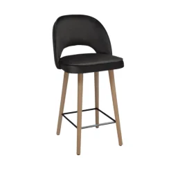 Sessio Tabouret Snack (assise +/- 65 Cm)|Tabouret De Bar (assise +/- 80 Cm)*Bistrot Tabouret snack en tissu dossier ajouré avec pieds en bois