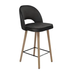 Sessio Tabouret Snack (assise +/- 65 Cm)|Tabouret De Bar (assise +/- 80 Cm)*Bistrot Tabouret snack en tissu dossier ajouré avec pieds en bois