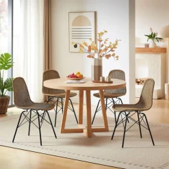 Chaise De Salle à Manger|Chaise Salon*BornéoChaise tressée bohème avec pieds Eiffel