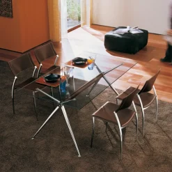 Midj Table De Salle à Manger*Brioso ® Table en verre design avec pieds en X métalliques