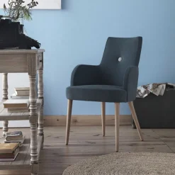 Lujosa Chaise De Salle à Manger|Chaise Salon*Brisa Bridge Fauteuil confortable en tissu et pieds bois