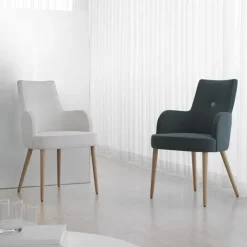 Lujosa Chaise De Salle à Manger|Chaise Salon*Brisa Bridge Fauteuil confortable en tissu et pieds bois